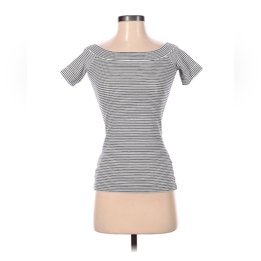 J.CREW Stretch Black and White Striped Top